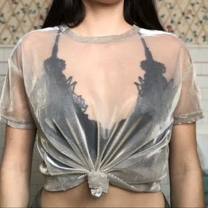 Silence + Noise Iridescent Shimmer Mesh Tee